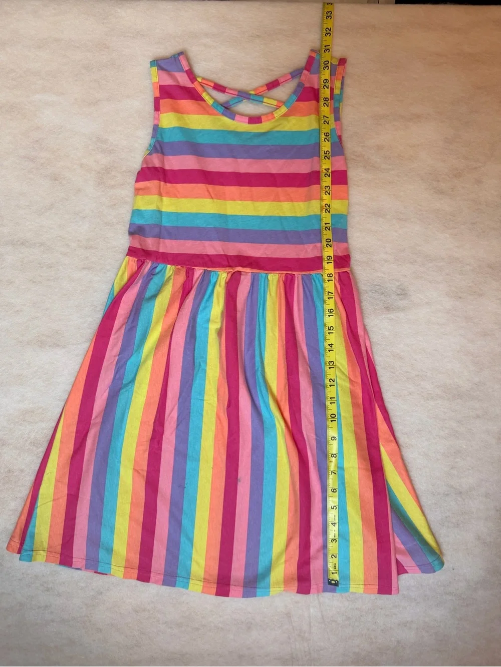 Rainbow Stripe Sleeveless Girls' Dress